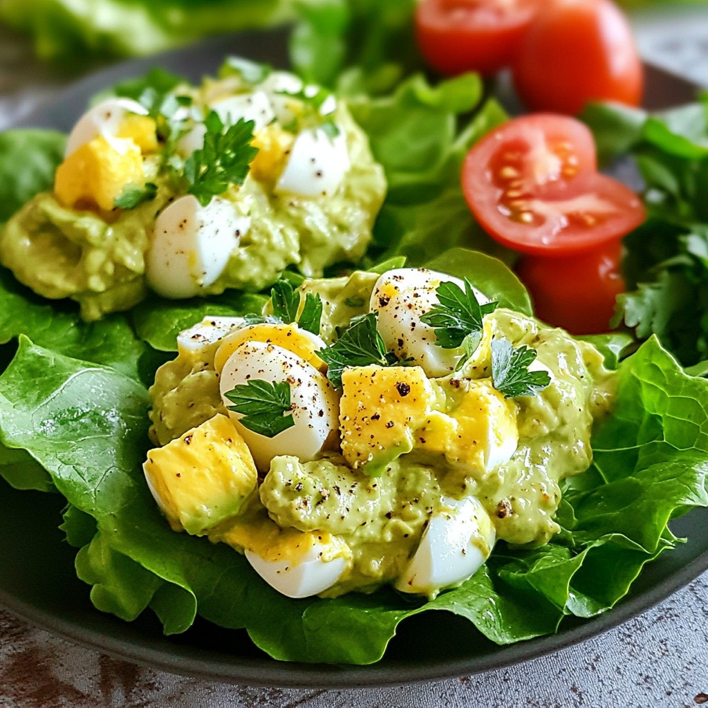 Avocado Egg Salad Lettuce Wraps für frisches Mittagessen