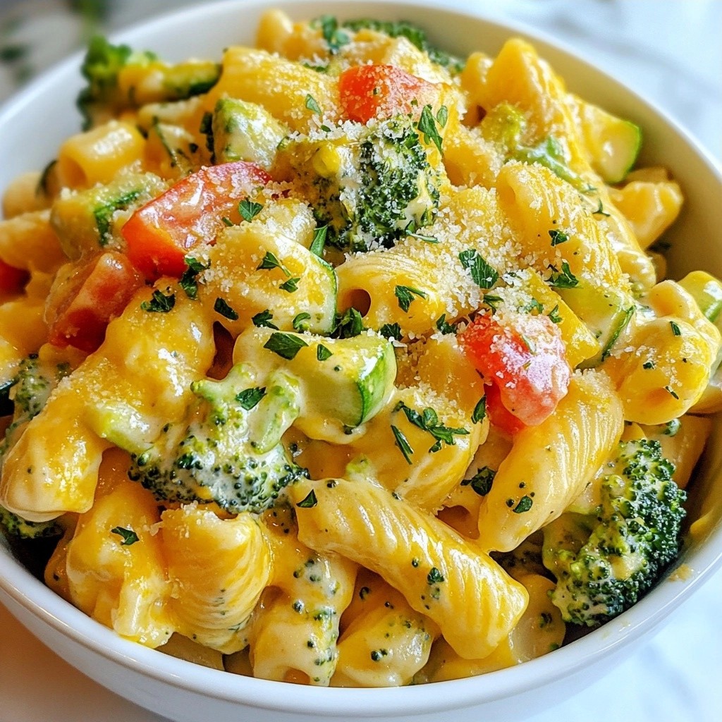 Creamy Crockpot Cheesy Veggie Pasta Schnelles Rezept