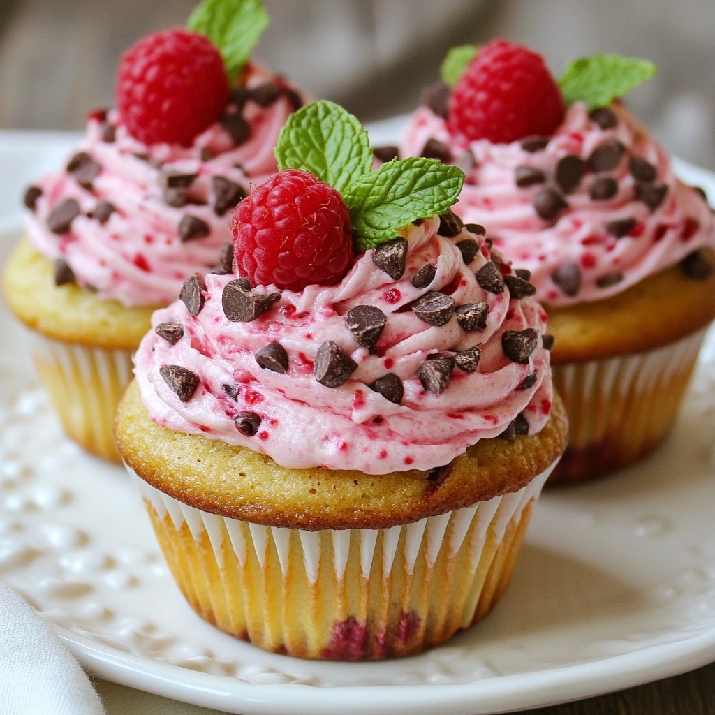 Schokoladenchip Cupcakes mit Himbeercreme Genuss