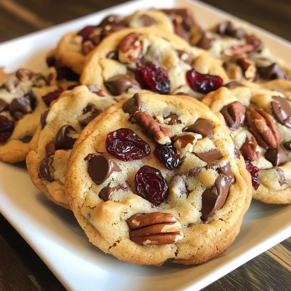 Schokoladenchip Cookies mit Cranberrys und Pekannüssen