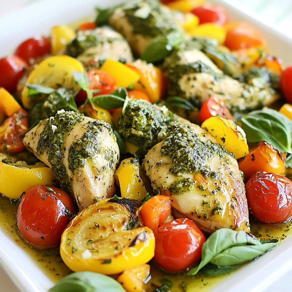 Savory Crockpot Pesto Chicken and Veggie Bake Rezept