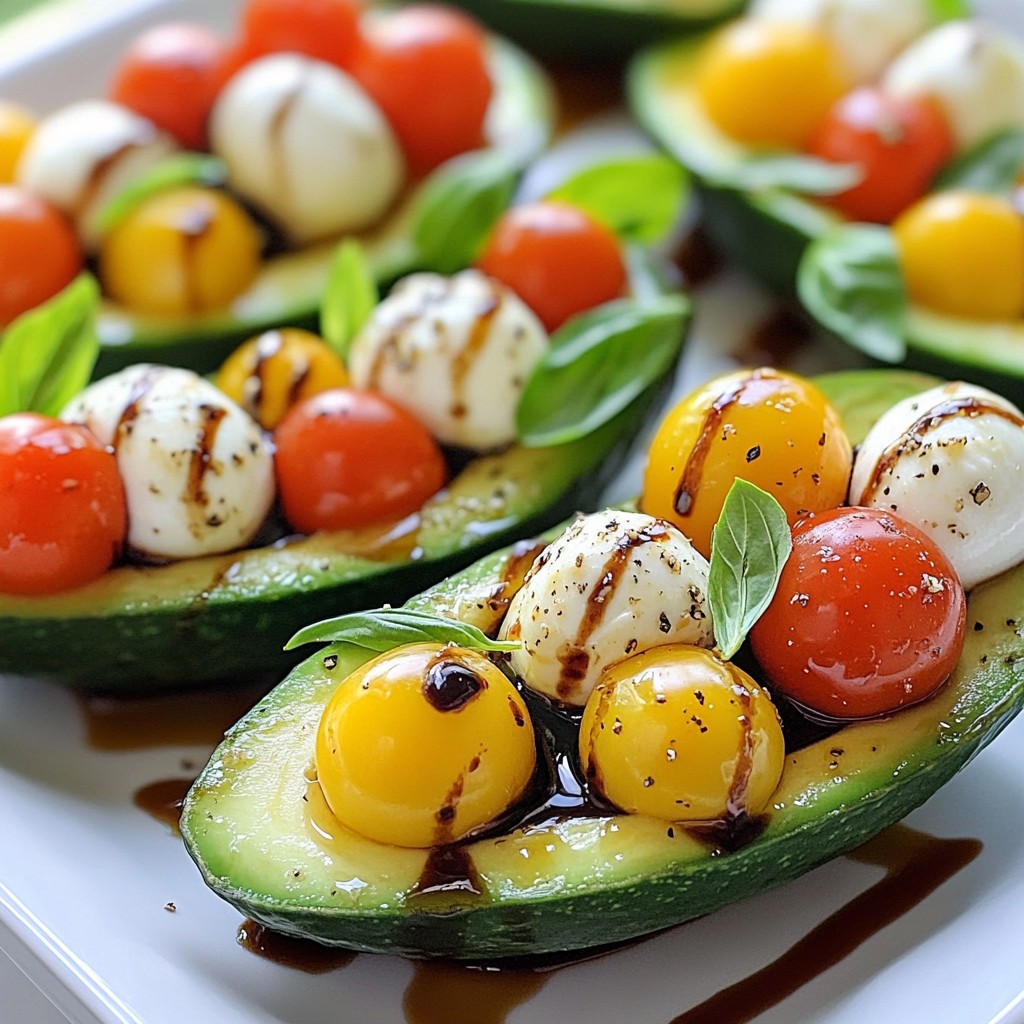 Caprese gefüllte Avocado-Boote Frisch und Lecker