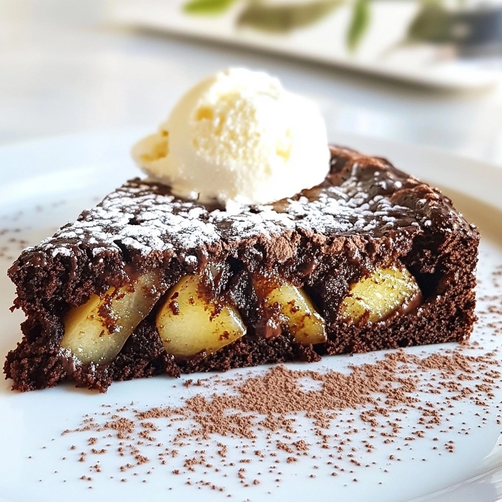 Saftiger Schokoladenkuchen mit Birnenstücken Rezept