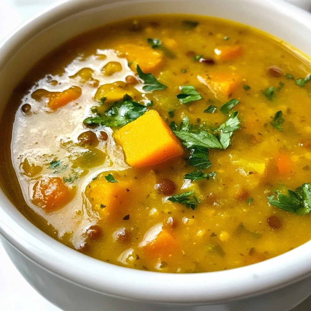 Rich Slow Cooker Butternut Squash Lentil Soup genießen