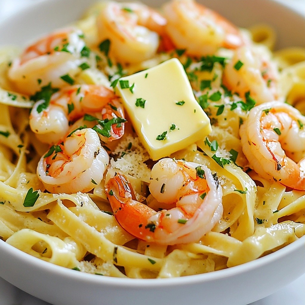Geschmackvolle Crockpot Herb Butter Shrimp Pasta Rezept