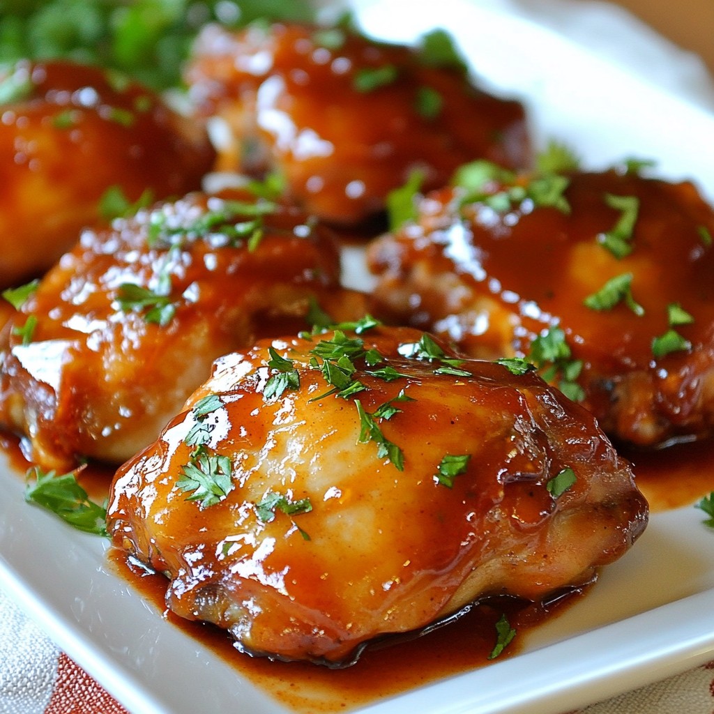 Tangy Crockpot BBQ Chicken Thighs Einfache Rezeptidee