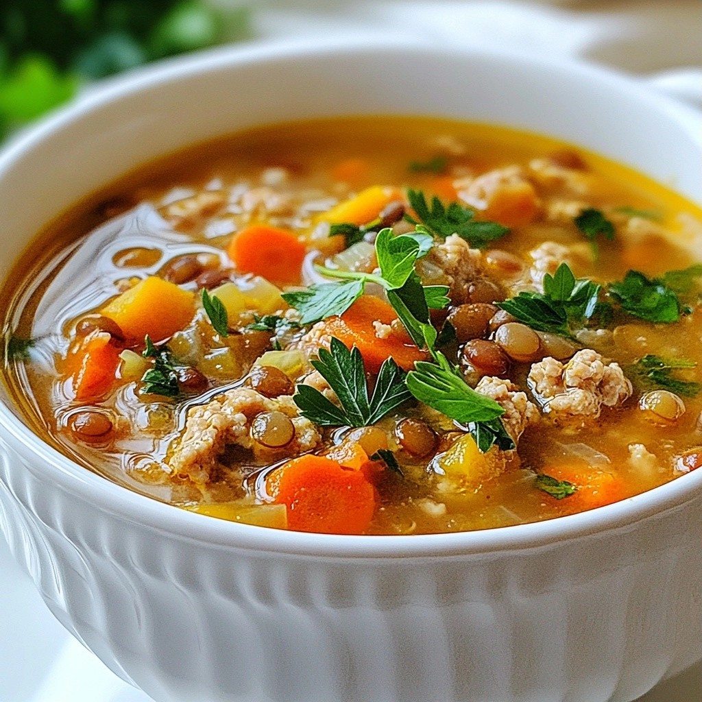 Herzhafte Slow Cooker Truthahn Bacon Linsensuppe