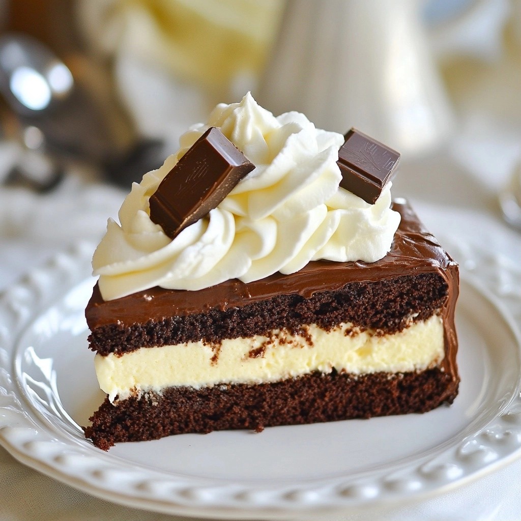 Zweifarbiger Schokoladenkuchen mit Vanillesahne Genuss