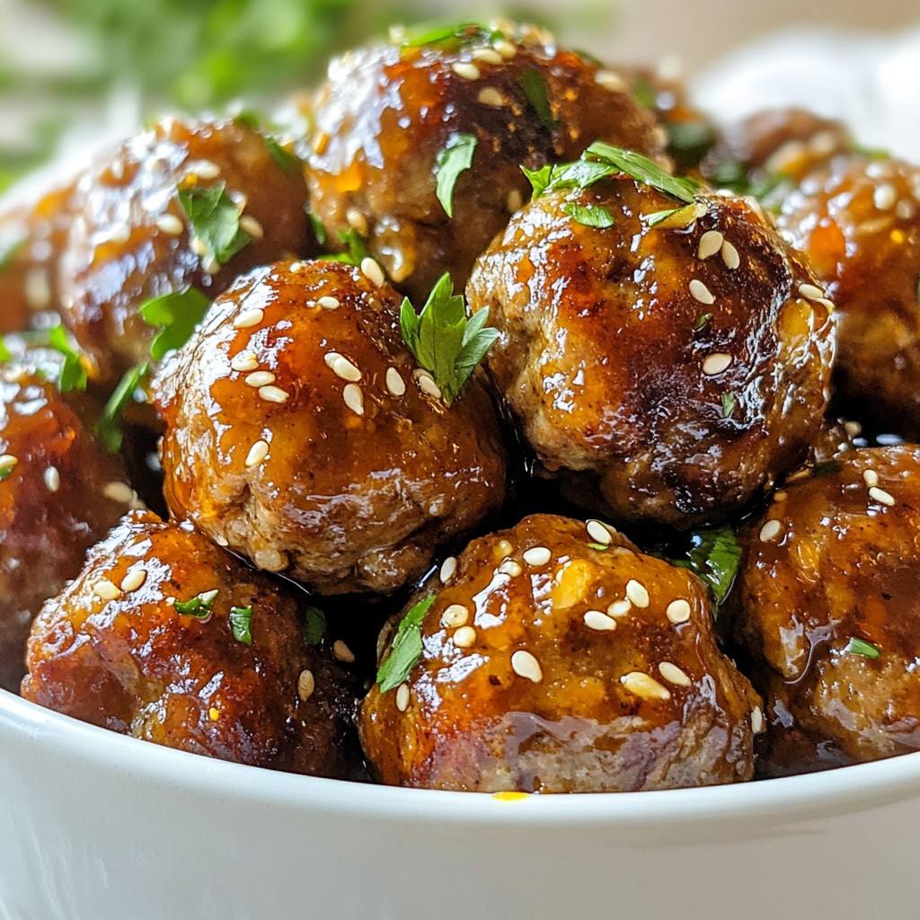 Honig-Knoblauch-Glasierte Fleischbällchen Köstlicher Genuss