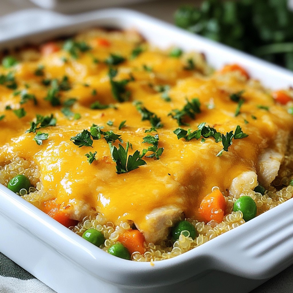 Set and Forget Cheesy Chicken Quinoa Bake Lecker Gericht