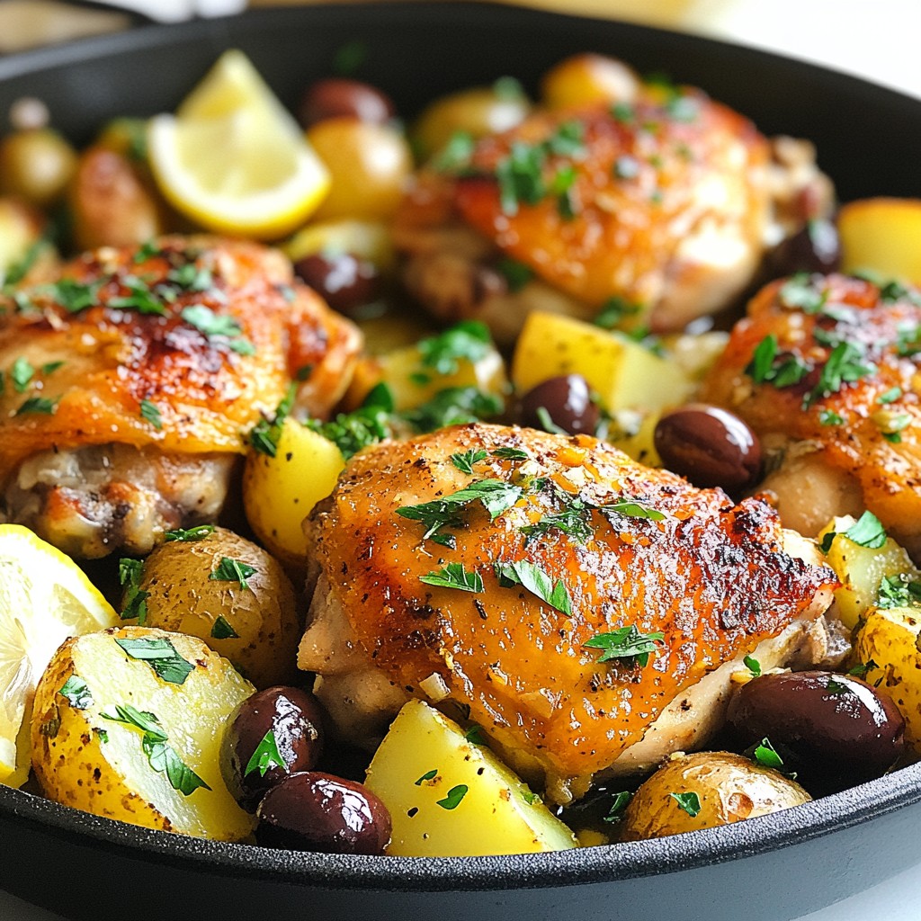 One-Pan Greek Chicken and Potatoes Einfaches Gericht
