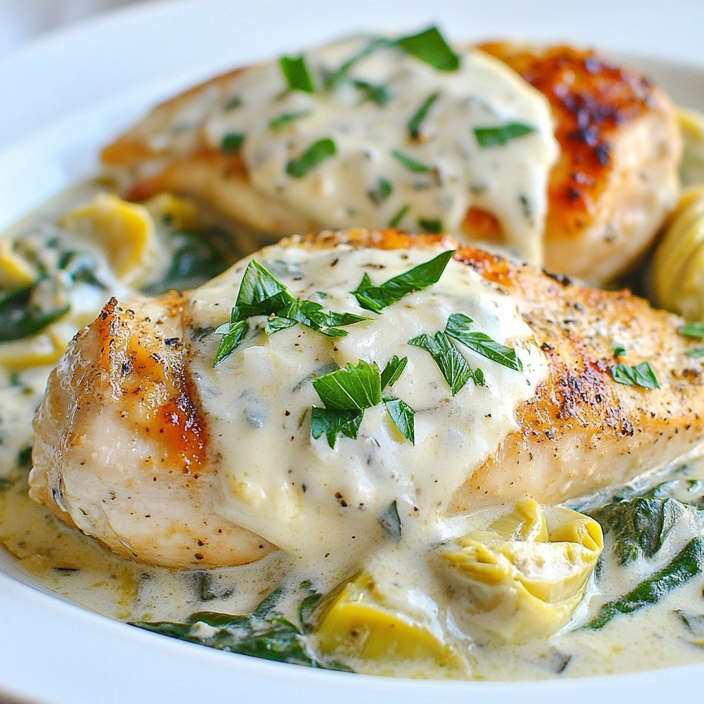 Cremiges Crockpot Spinat-Artischocken-Hähnchen Rezept