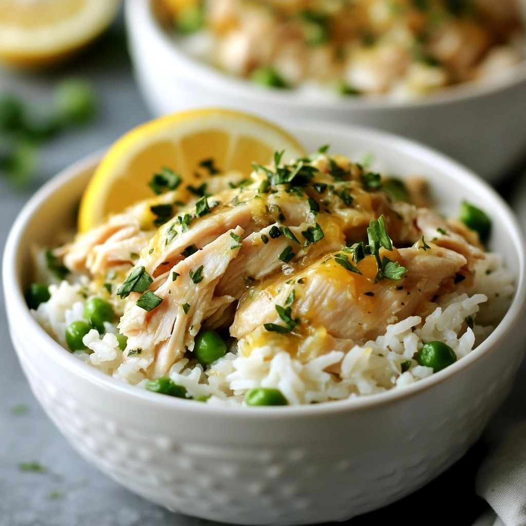 Savory Crockpot Lemon Herb Chicken and Rice Bowls