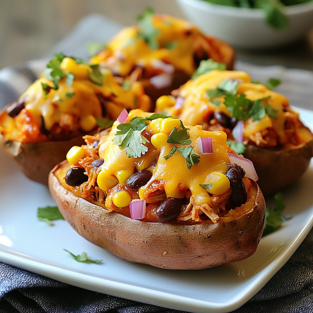 BBQ Chicken Stuffed Sweet Potatoes Einfach und Lecker
