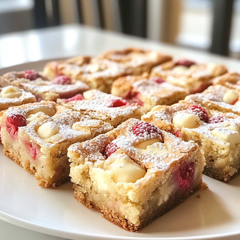Weiße Schokoladen-Himbeer-Blondies lecker und einfach