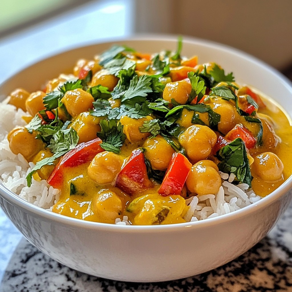 Vegan Coconut Curry Chickpeas Köstlich und Einfach