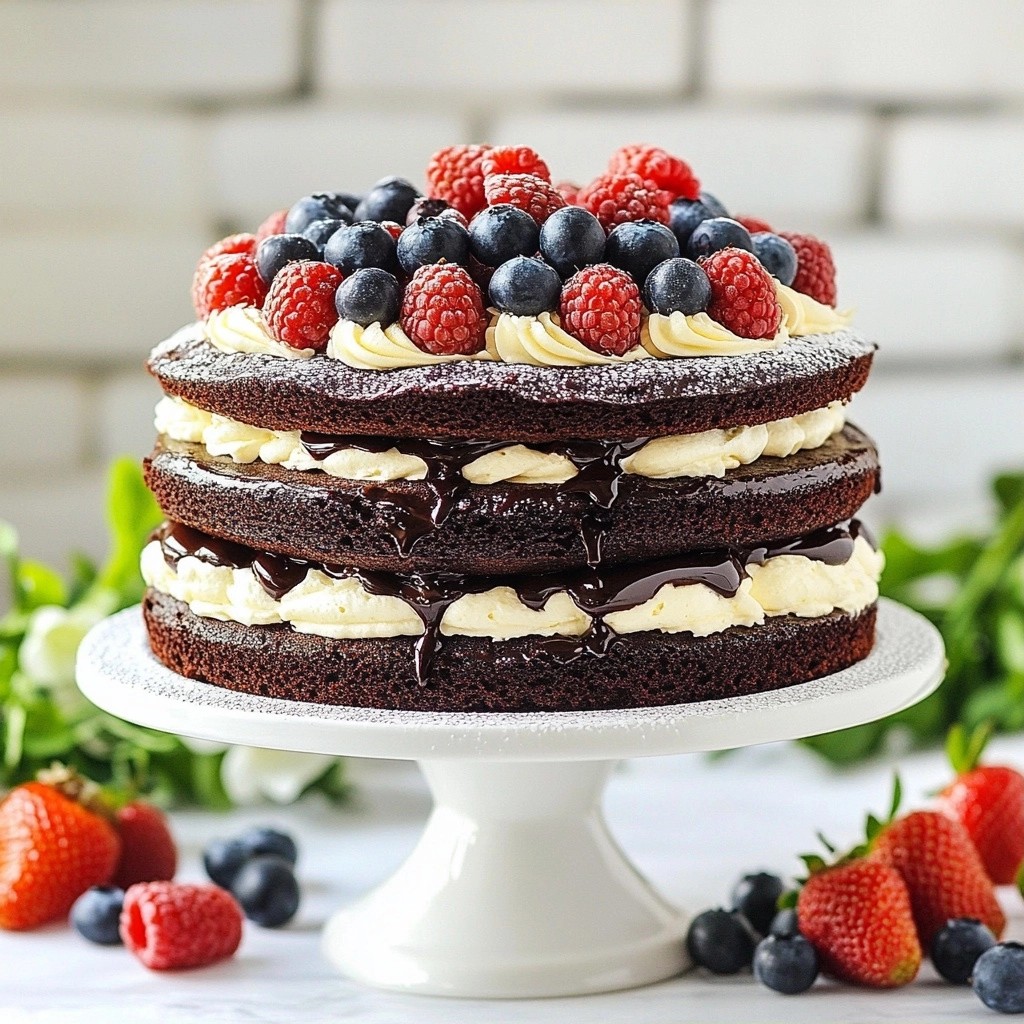Saftiger Schokoladenkuchen mit Beerenfüllung Rezept