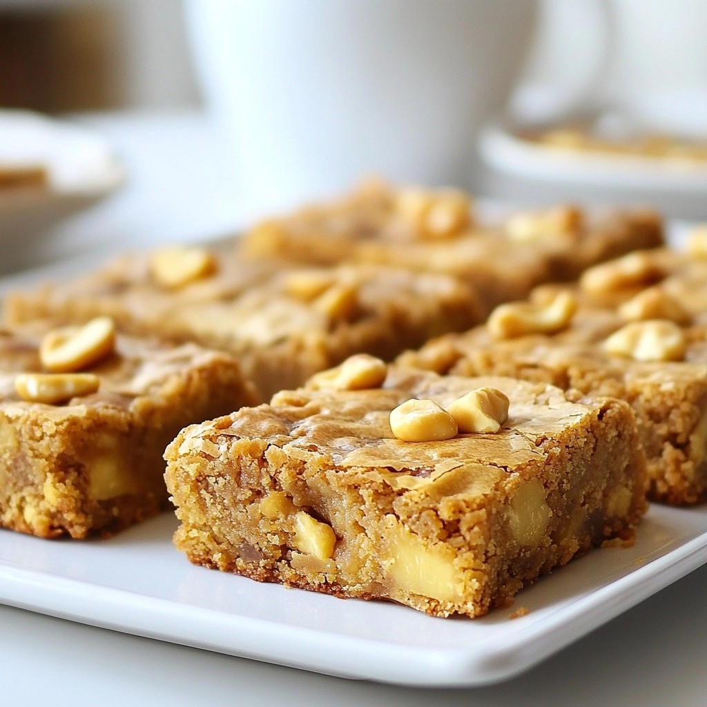 Schokoladenchip Blondies mit Cashewkernen lecker genießen