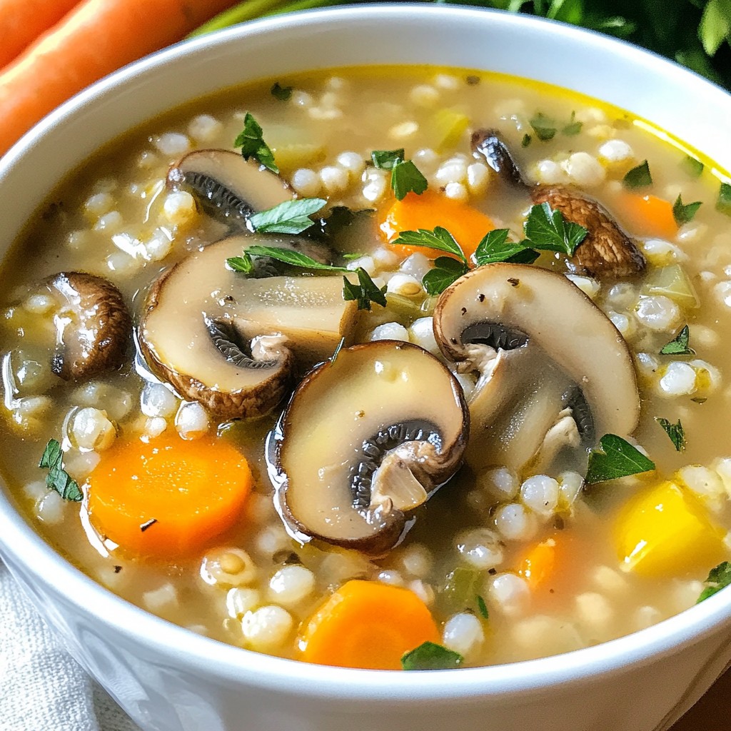 Reiche Slow Cooker Pilz Gersten Suppe Rezept