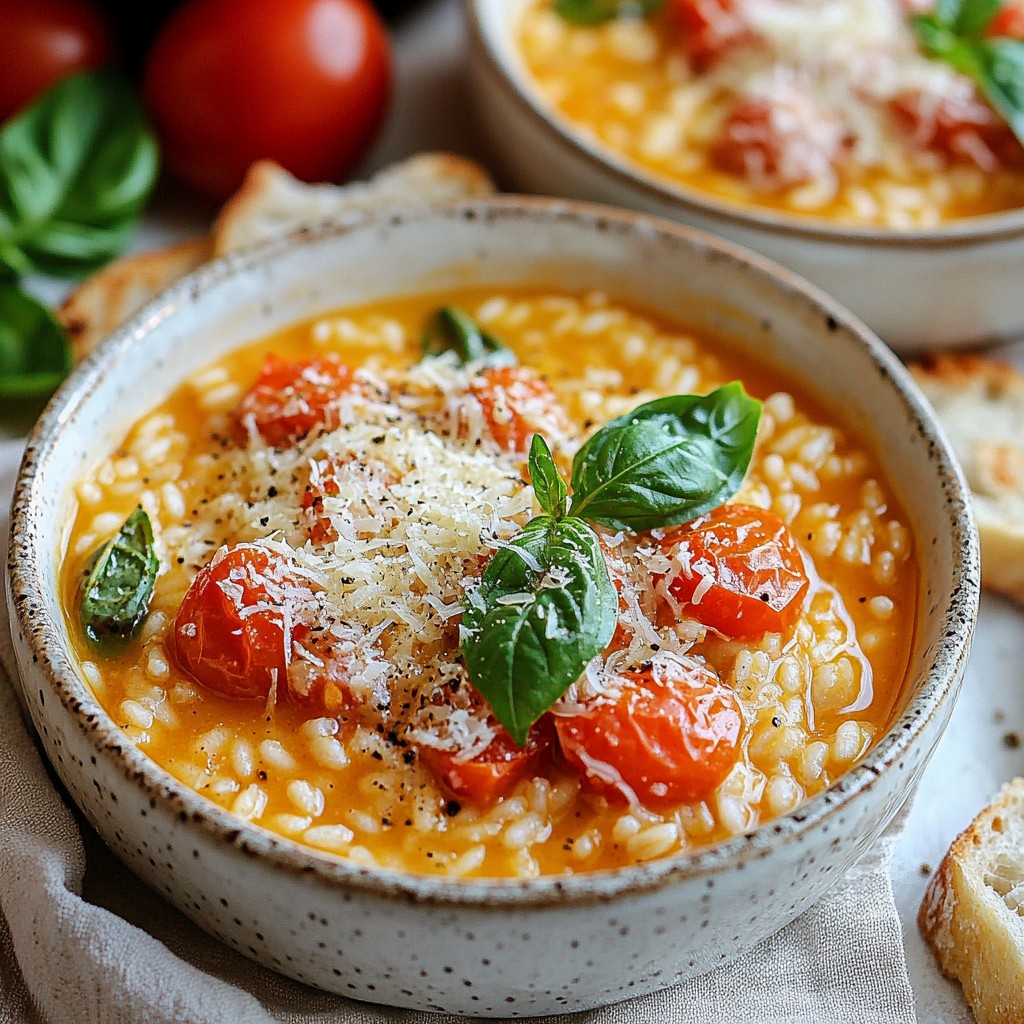 Cremiges Crockpot Tomaten-Basilikum-Risotto Rezept