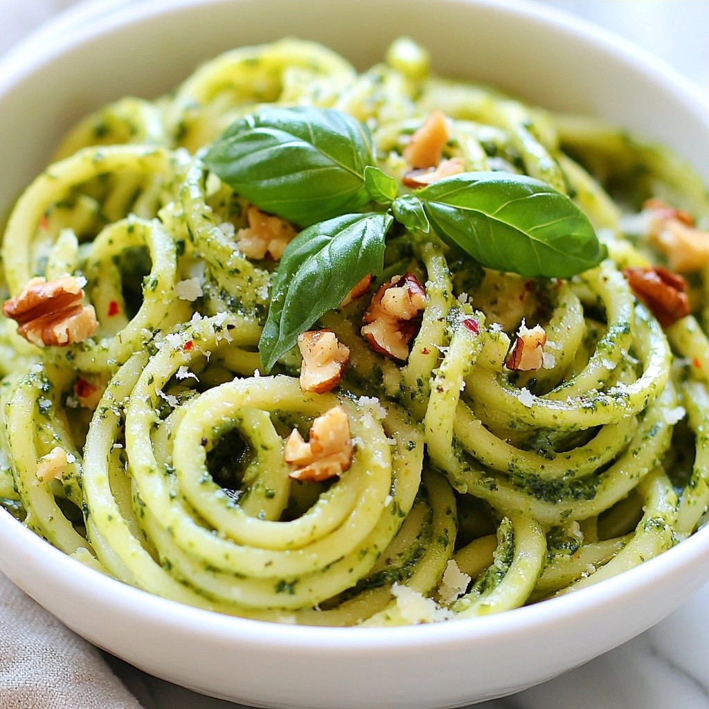 Tender Crockpot Basil Pesto Zucchini Pasta Rezept