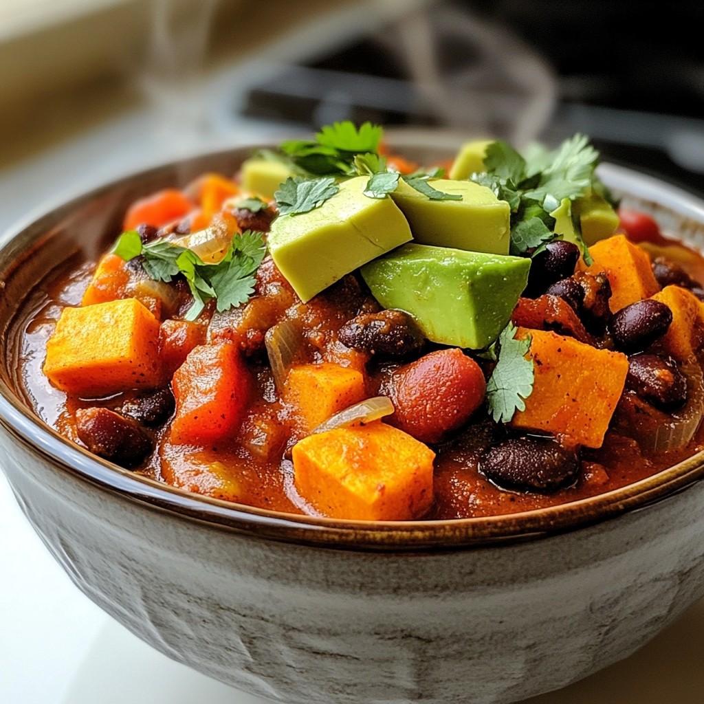 Vegan Sweet Potato Black Bean Chili Köstliches Rezept