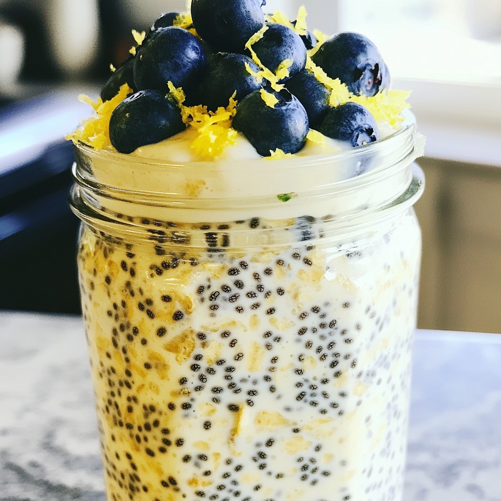 Blaubeer Zitronen Über-Nacht Haferflocken Einfaches Rezept