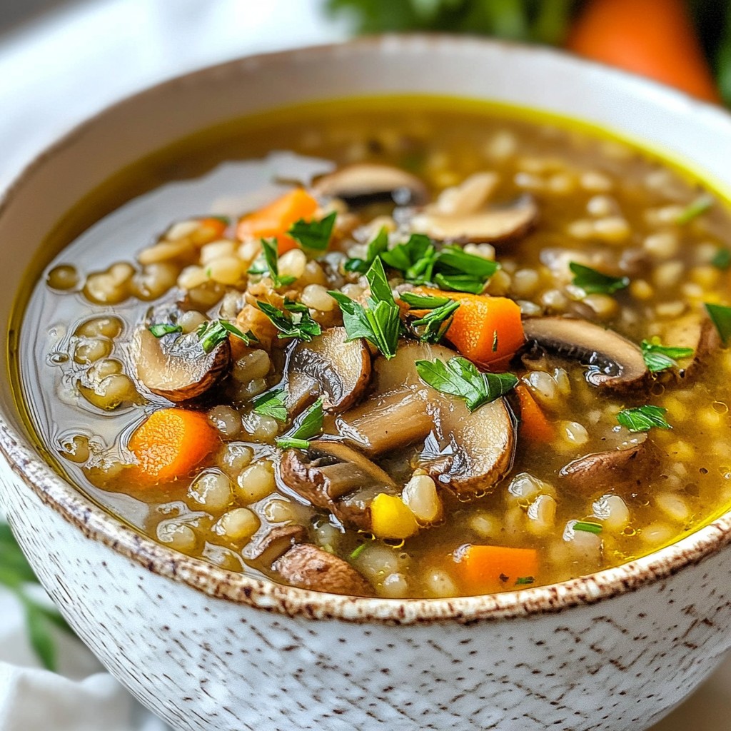 Rich Slow Cooker Mushroom Barley Soup für Wohlfühlmomente