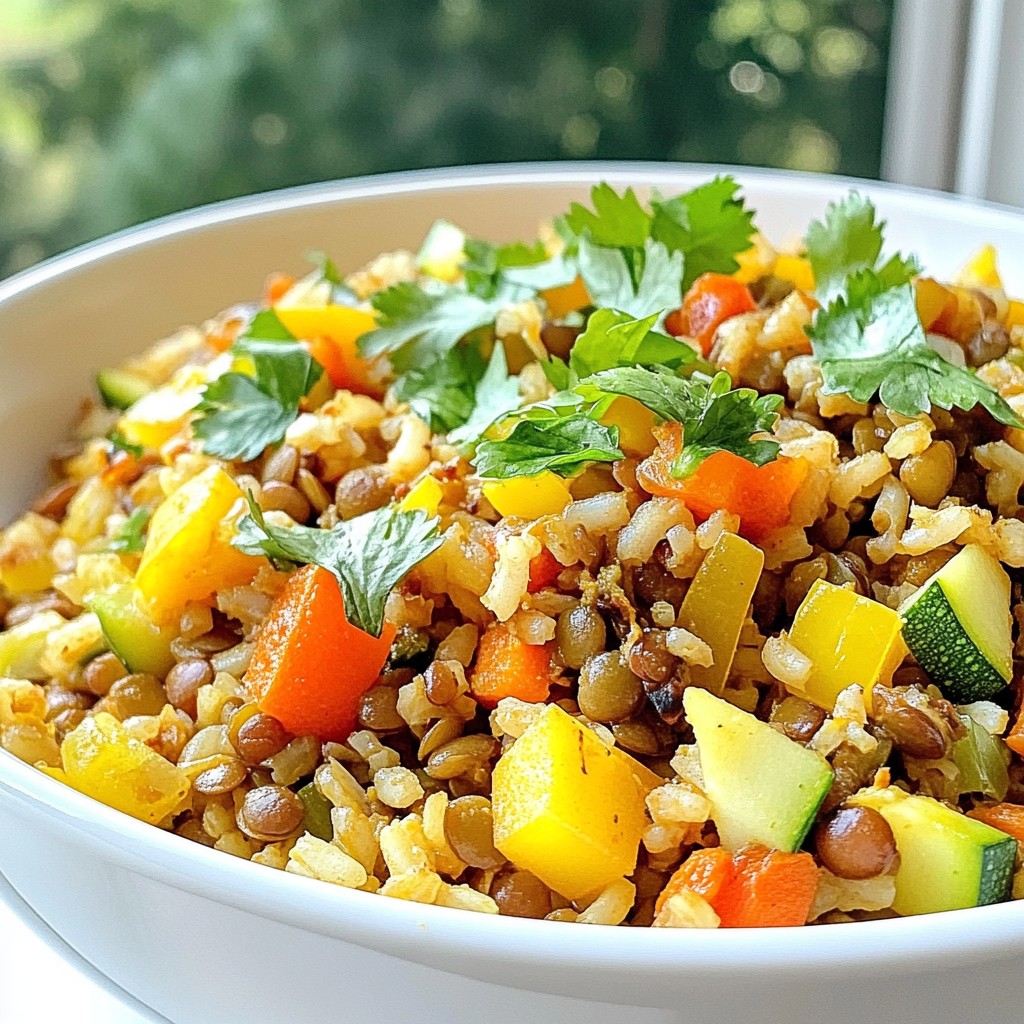 Set and Forget Veggie Lentil Pilaf Einfaches Rezept