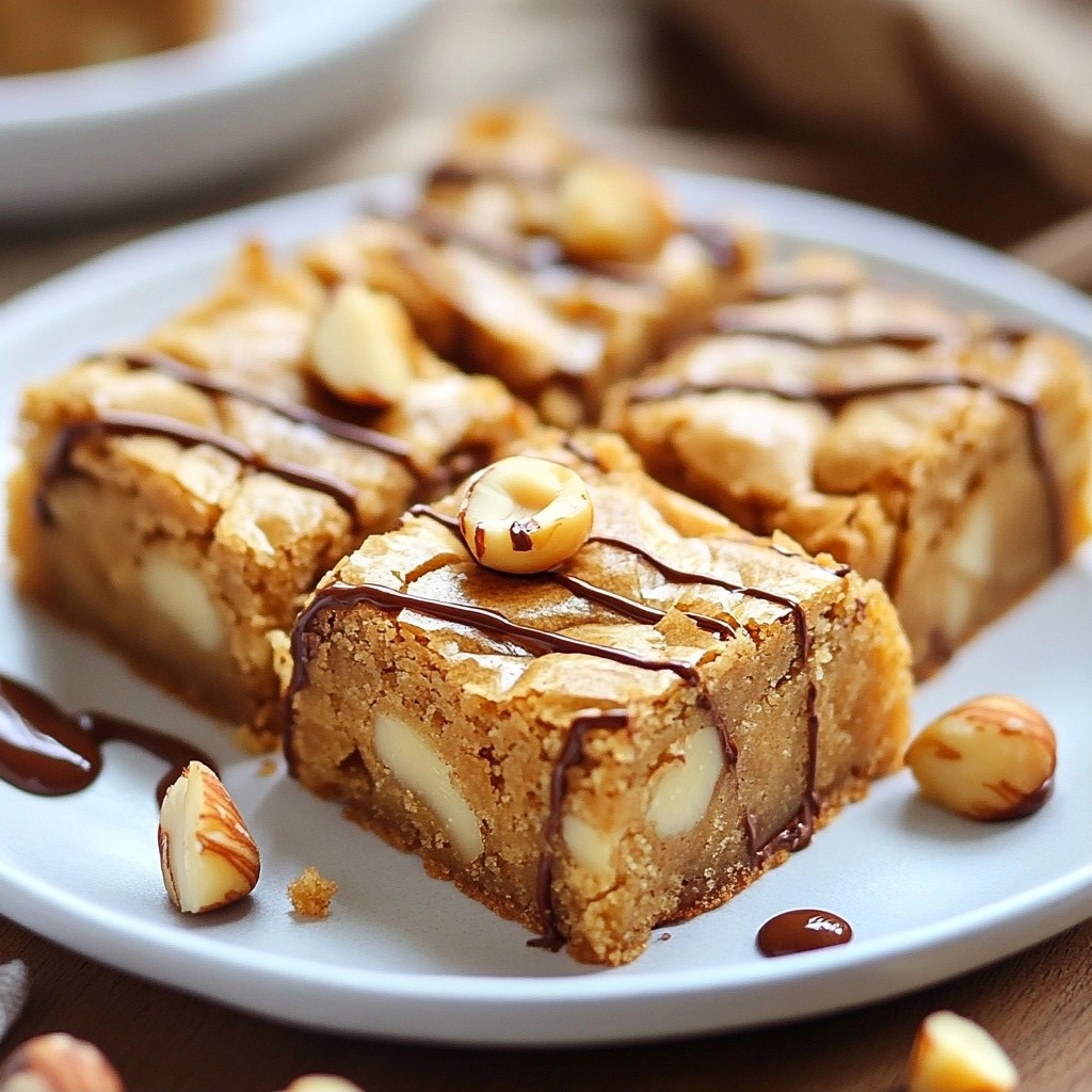 Schokoladenchip Blondies mit Macadamianüssen Rezept