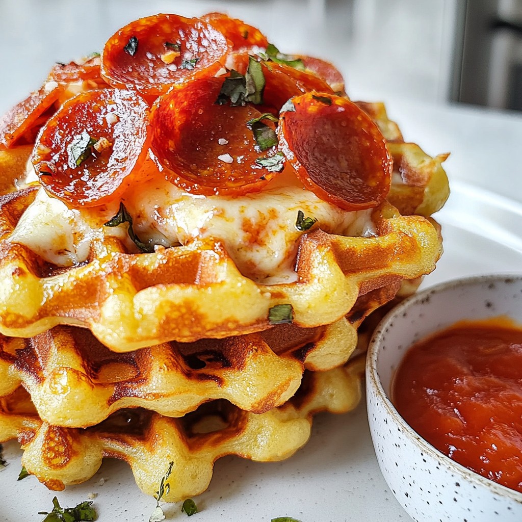 Pepperoni Pizza Waffles Lecker und Einfach Zubereiten