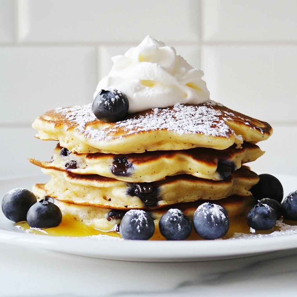 Schokoladenchip Pancakes mit Frischen Heidelbeeren lecker