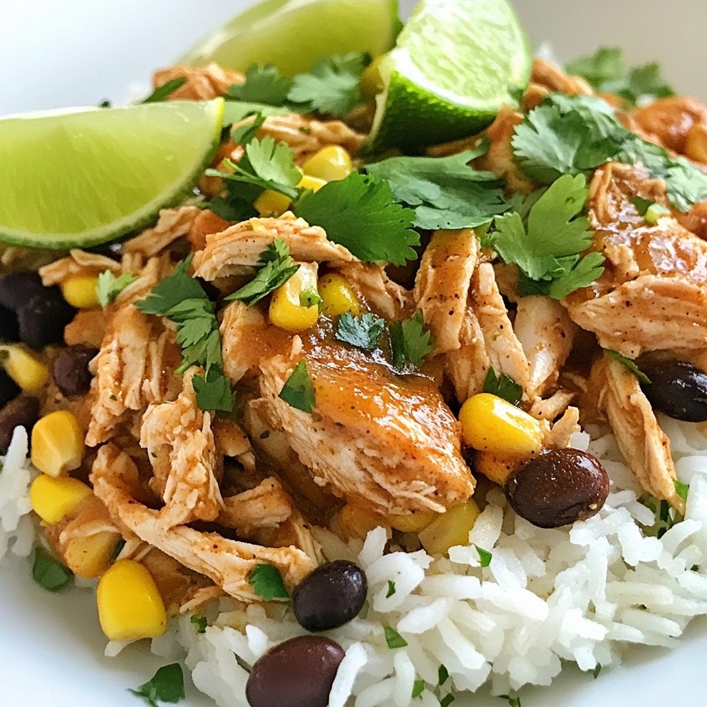 Zesty Crockpot Lime Cilantro Chicken mit Reis Rezept