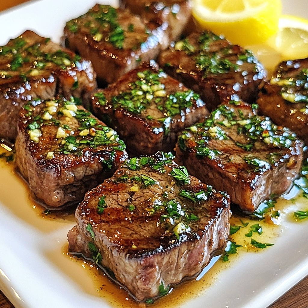 Knoblauch Kräuter Butter Steak Bites Lecker zubereitet