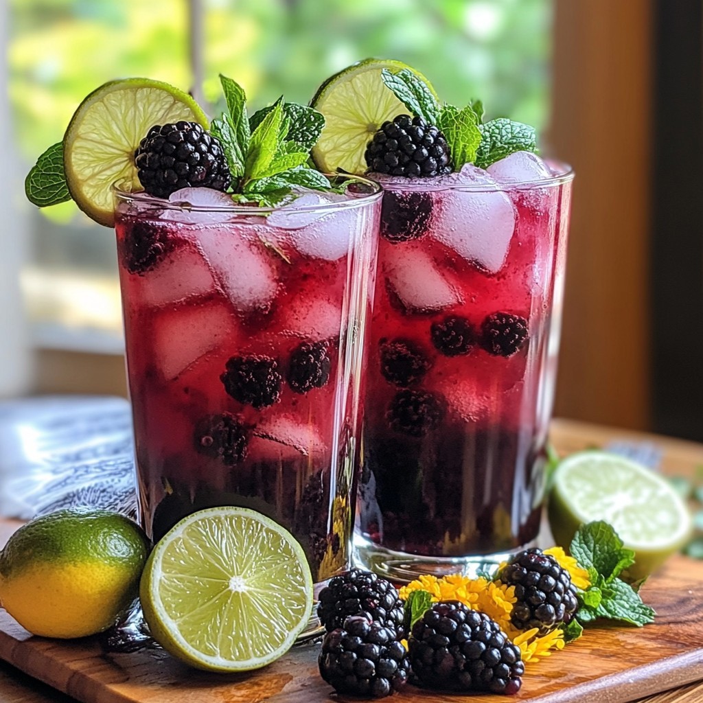 Blackberry Mint Mojito Mocktail Erfrischendes Getränk