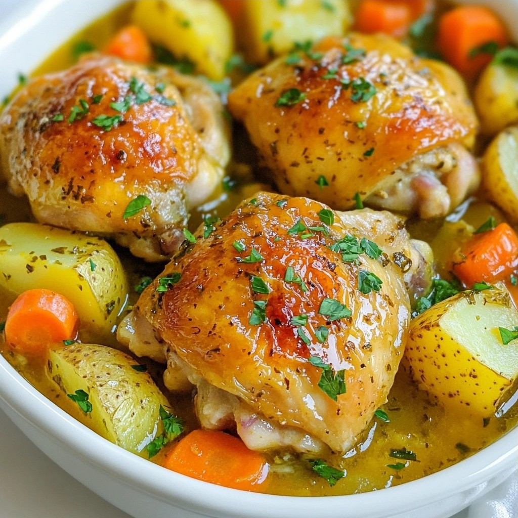 Zartes Crockpot Hähnchenschenkel mit Kartoffeln