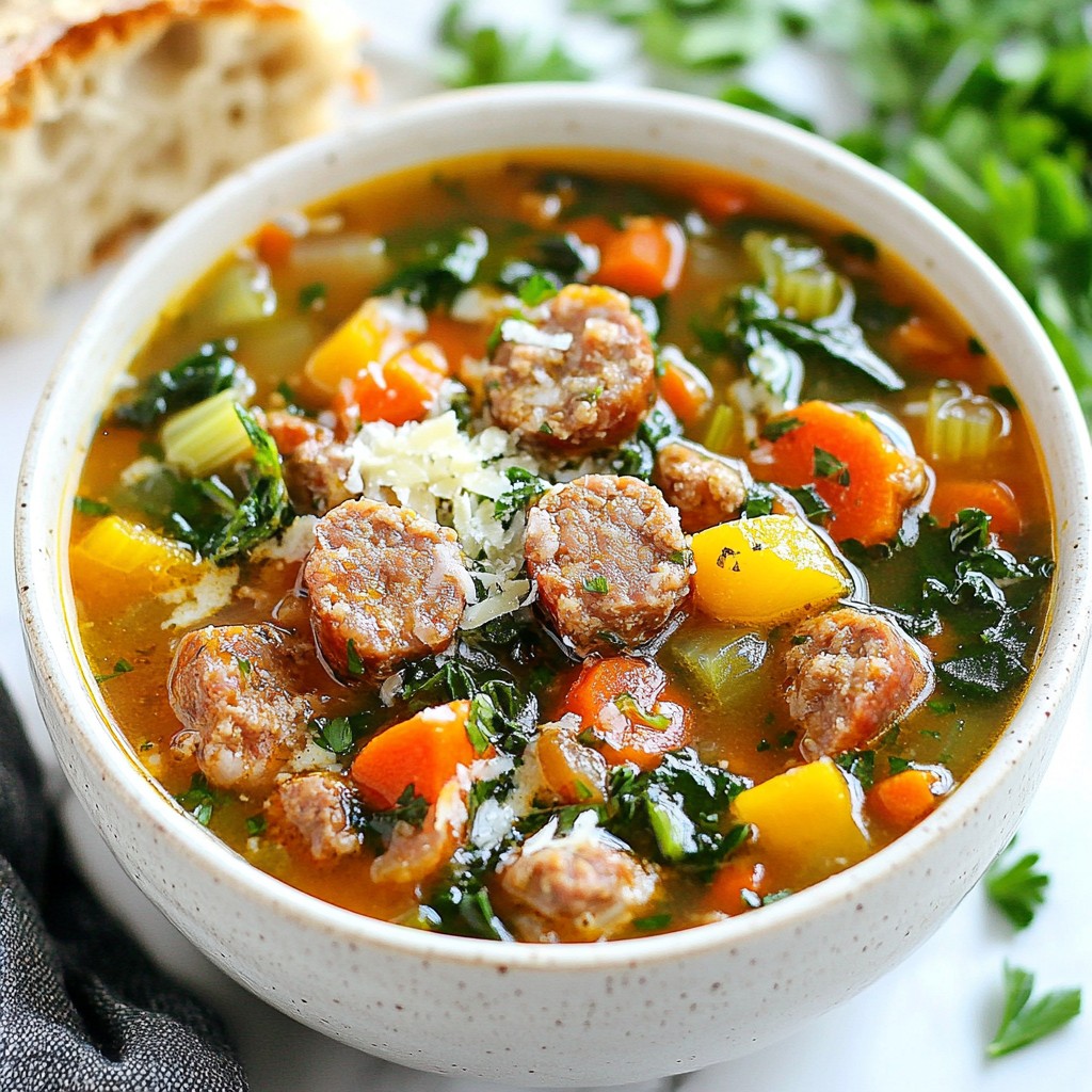 Herzhaftes Slow Cooker Italienische Wurst-Suppe Rezept