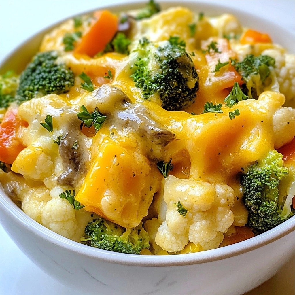 Rich Crockpot Cheddar and Veggie Casserole genießen