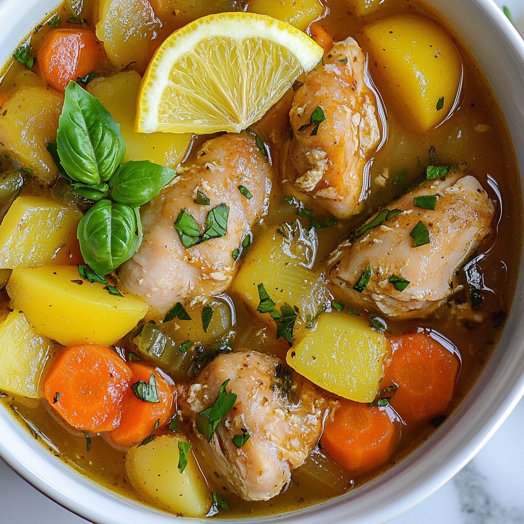 Savory Crockpot Lemon Basil Chicken Stew Rezept einfach