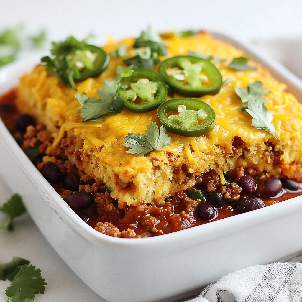 Spicy Slow Cooker Chili Cornbread Casserole genießen
