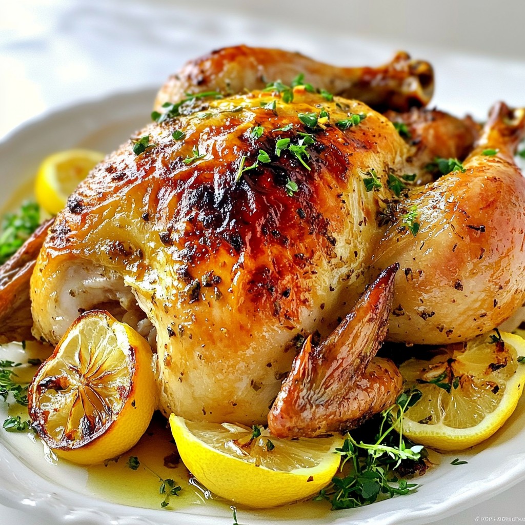 Garlic Herb Butter Roasted Chicken Saftig und Lecker