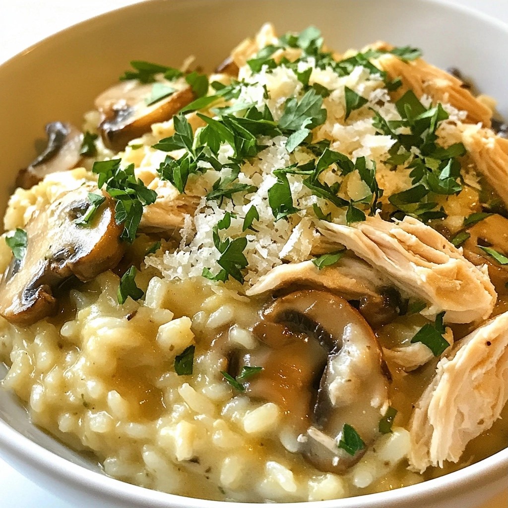 Creamy Crockpot Herb Chicken and Mushroom Risotto lecker