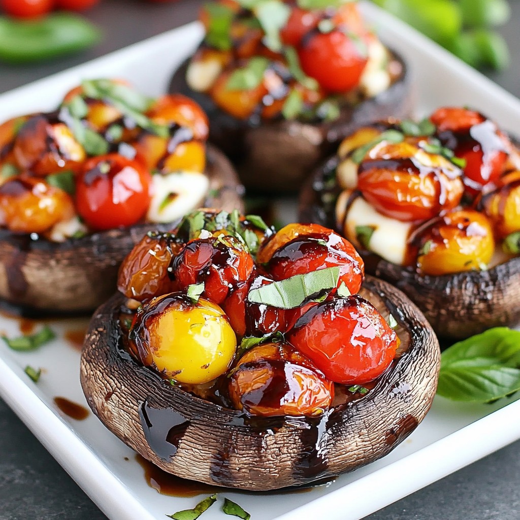Leckere Caprese Stuffed Portobellos mit frischen Aromen