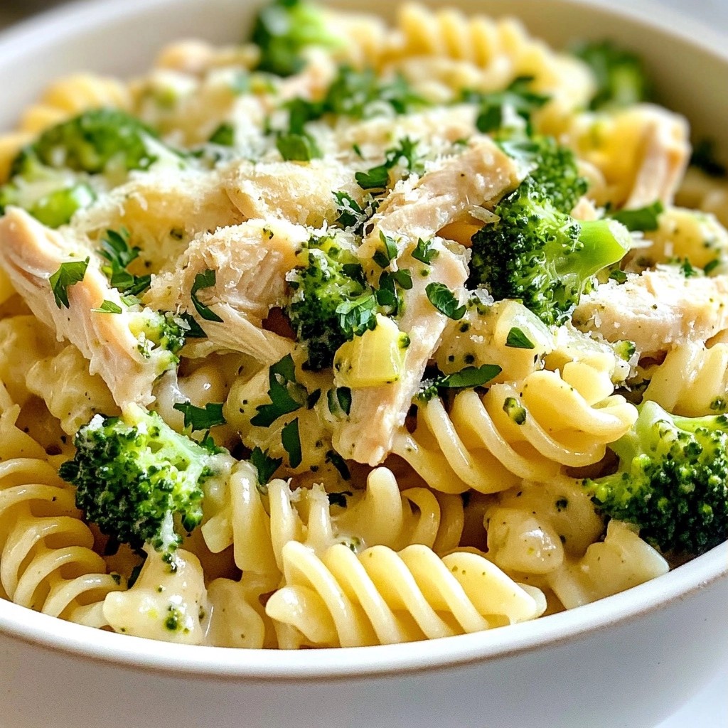 Cremige Slow Cooker Chicken and Broccoli Pasta köstlich