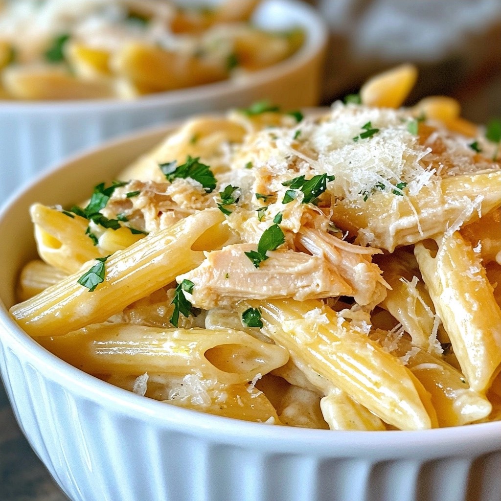 Creamy Crockpot Herb Garlic Chicken Pasta Rezept