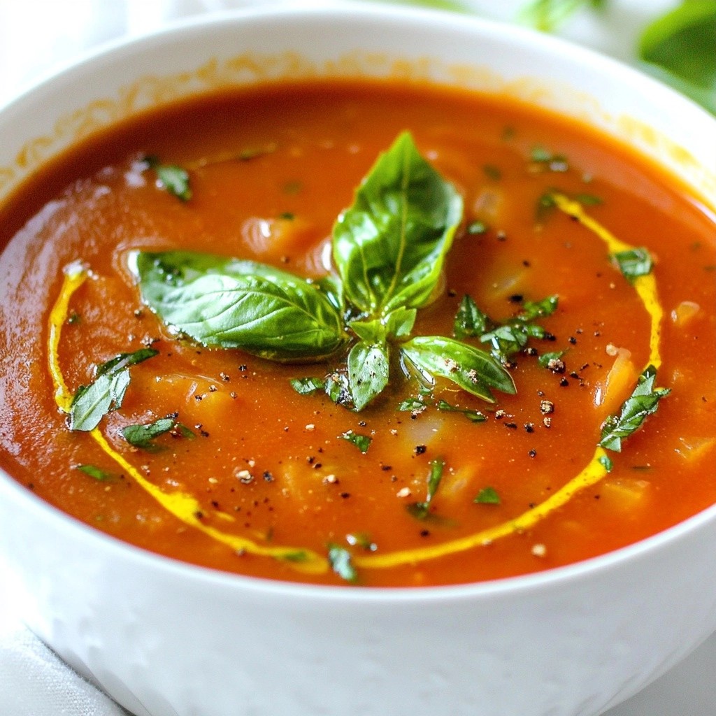 Herzhaftes Slow Cooker Tomaten-Basilikum-Süppchen