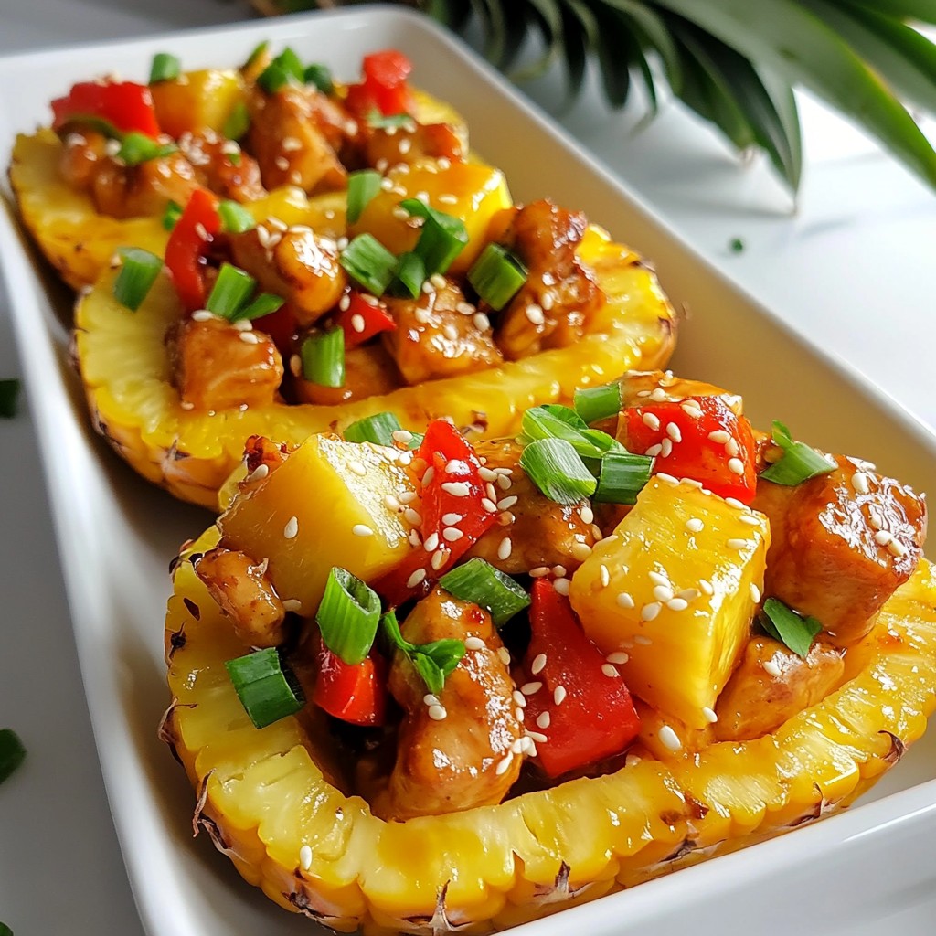 Teriyaki Chicken Pineapple Boats Köstlich und Frisch