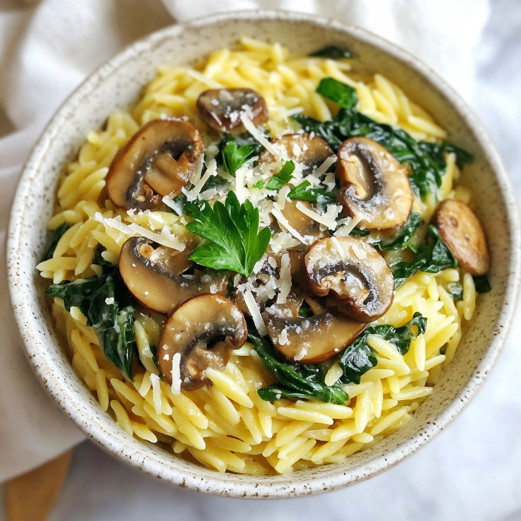 Cremiger Pilz-Orzo einfacher Genuss für jeden Tag