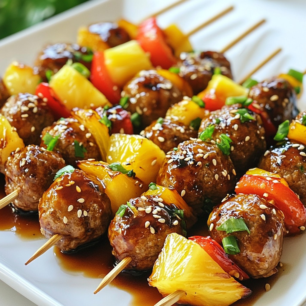 Teriyaki Turkey Meatball Skewers Schmackhafte Rezeptidee