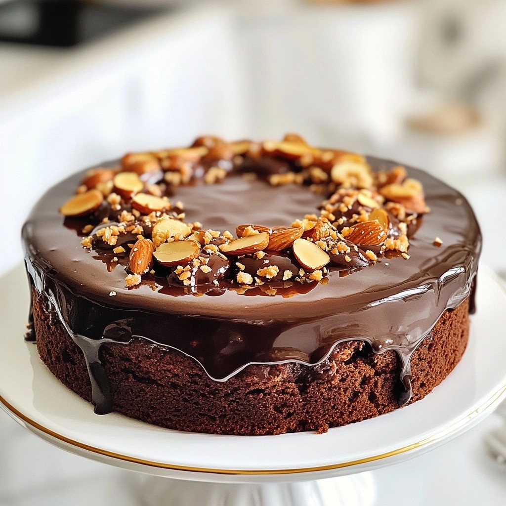 Schokoladenkuchen mit Karamellisierten Mandeln lecker